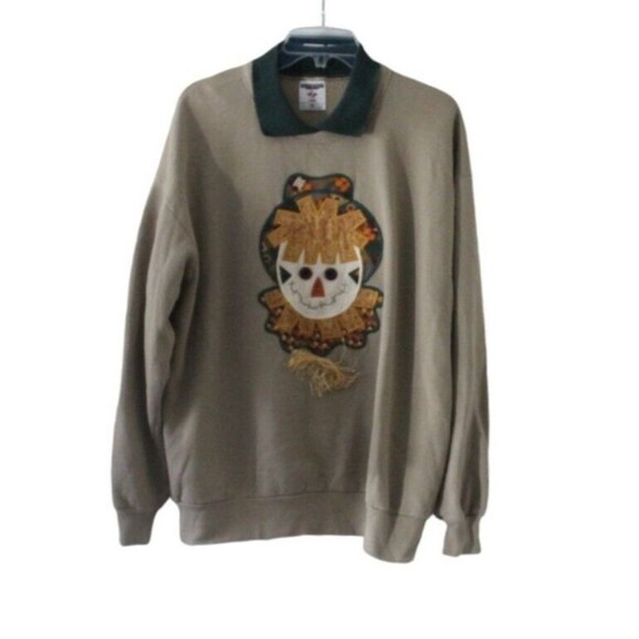 Vintage Jerzees Halloween Fall Autumn Sweatshirt Scarecrow Unisex Adult XL - Picture 1 of 4